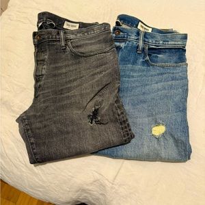 (2) SLIM FIT SELVEDGE DARNED JEAN IN WASHED INDIGO & GRAY